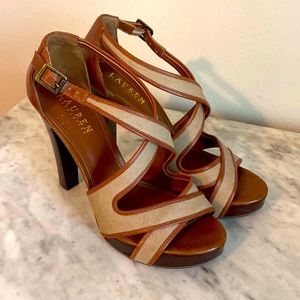 Ralph Lauren Leather and Linen Heels